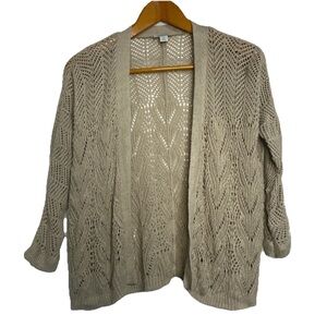 Sundance Crocheted Cardigan Sweater M Cotton Linen Classic Boho Cottagecore